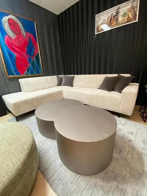 Champagne Prestige Hoekbank Rib Stof wit, Huis en Inrichting, Banken | Bankstellen, 250 tot 300 cm, 150 cm of meer, Hoekbank, Vierpersoons of meer
