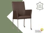 Leren eetkamerstoel Comfort met wieltjes en armleuning -, Huis en Inrichting, Stoelen, Overige kleuren, Nieuw, Leer, Ophalen of Verzenden