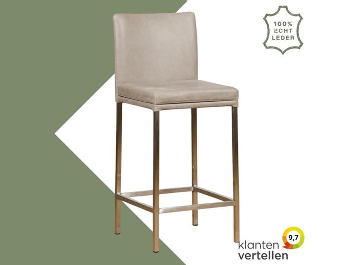 Leren barkruk Break laag - Vintage Lightgrey (lichtgrijs) -, Huis en Inrichting, Barkrukken, 90 cm of meer, 1 kruk, Nieuw, Leer