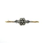 Victoriaanse gouden broche met diamant; 0,27 ct. | Antiek, Gebruikt, Overige kleuren, Ophalen of Verzenden, Met edelsteen
