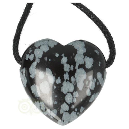 Sneeuwvlok Obsidiaan doorboorde hart hanger ± 3 cm Nr 18, Sieraden, Tassen en Uiterlijk, Edelstenen, Nieuw, Verzenden