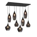 Smoked glazen Hanglamp Rechthoek | L 95cm | 8 lichts, Nieuw, Ophalen of Verzenden, Glas, 75 cm of meer