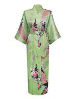 KIMU® Lange Kimono Lichtgroen L-XL Maxi Satijnen Kamerjas Oc, Ophalen of Verzenden, Nieuw, Maat 42/44 (L), Carnaval