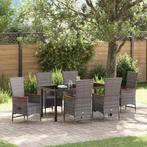 vidaXL Tuinstoelen met kussen 7 pcs Grijs 160 x 80 x 73 cm, Verzenden, Nieuw, Rotan, Tuinset