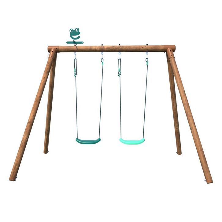 Soulet Dubbele Schommel Alizée Hout Vrijstaand 190 x 265 cm, Kinderen en Baby's, Speelgoed | Buiten | Speeltoestellen, Schommel