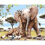 Tweedekans | Schilderen op nummers olifant & giraf - 40x50, Ophalen of Verzenden, Zo goed als nieuw