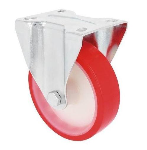 Bokwiel met bevestigingsplaat verzinkt met rode nylon wiel, Doe-het-zelf en Verbouw, Zwenkwielen, Nieuw, Ophalen of Verzenden