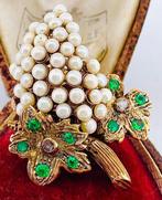 Zonder Minimumprijs - Ring - 9 kt. Geel goud, Zilver Smaragd, Sieraden, Tassen en Uiterlijk, Ringen, Nieuw