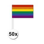 50 zwaaivlaggetjes met regenboog - Regenboog thema, Ophalen of Verzenden, Nieuw