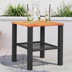vidaXL Tuintafel 40x40x42 cm poly rattan en acaciahout zwart, Tuin en Terras, Tuintafels, Verzenden, Nieuw