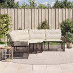 vidaXL Tuinbank met kussens en voetensteun L-vormig poly, Verzenden, Nieuw, Rotan