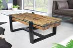 Design salontafel BARRACUDA 130cm gerecycled teak glasblad, Huis en Inrichting, Tafels | Salontafels, Ophalen of Verzenden, Nieuw