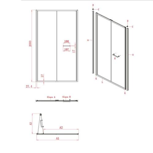 Nisdeur Lacus Ponza Evo Vouwdeur 85x200 Cm Mat Glas Chroom, Doe-het-zelf en Verbouw, Sanitair, Ophalen of Verzenden