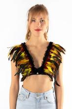 Top met Veren Geel Rood XS S M Verentop Steampunk Topje Veer, Ophalen of Verzenden, Nieuw, Carnaval, Kleding