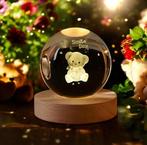 3D kristallen bol lamp - USB oplaadbaar - Beer, Verzenden, Nieuw, Glas, Vogel