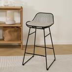 Pleun metalen barkruk zwart | met zitkussen, Verzenden, Nieuw, 1 kruk, Metaal