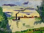 René Sautin (1881-1968) - Péniche sur la Seine, Antiek en Kunst, Kunst | Schilderijen | Klassiek