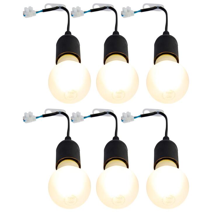 Verhuisset van 6 verhuisfittingen zwart incl. A60, Huis en Inrichting, Lampen | Hanglampen, Nieuw, Kunststof, Minder dan 50 cm
