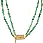 Smaragd collier met gouden sluiting 14 krt, Sieraden, Tassen en Uiterlijk, Kettingen, Ophalen of Verzenden, Nieuw