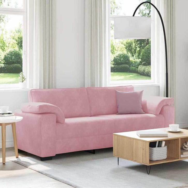 vidaXL 3-zitsbank roze 178 cm fluweel, Huis en Inrichting, Banken | Bankstellen, Nieuw, Stof, Driepersoons, Verzenden