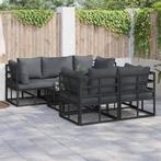 vidaXL Tuin Sofa Set met kussen 6 pcs Zwart Aluminium, Tuin en Terras, Tuinsets en Loungesets, Verzenden, Nieuw, Aluminium
