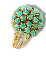 Ring - 14 karaat Geel goud, Vintage 14K gouden turquoise, Sieraden, Tassen en Uiterlijk, Ringen, Nieuw