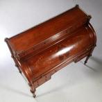 Groot mahonie trommel- of Cilinderbureau ca1860 rijk ingele, Antiek en Kunst, Ophalen of Verzenden