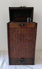 Wijnrek - Aflaat Bottle-koker - Hout - Rotan - Leder -