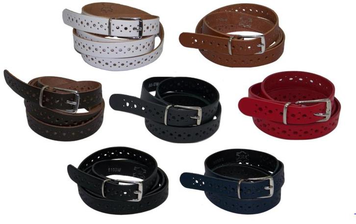 Leren riemen met gaatjespatroon 2 cm. breed, Kleding | Heren, Riemen en Ceinturen, Nieuw, Verzenden