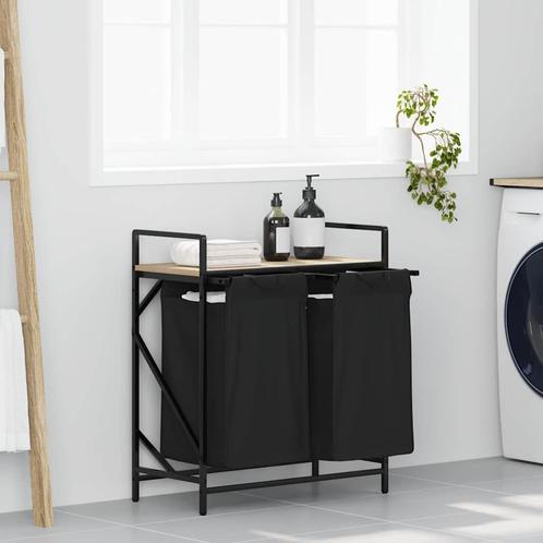 vidaXL Wasmand 2 vakken met plank sonoma eikenkleurig, Tuin en Terras, Droogmolens en Wasrekken, Nieuw, Verzenden