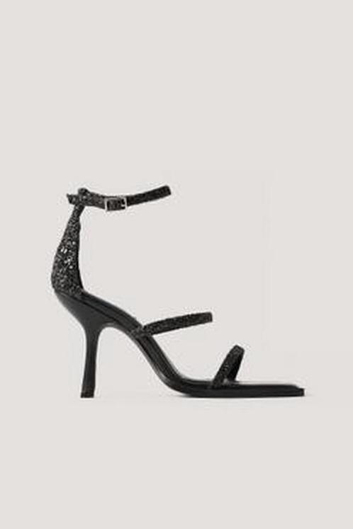 NA-KD Glitter High Heel Vrouwen Sandalen - Maat 40 - Black, Kleding | Dames, Schoenen, Verzenden