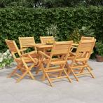 vidaXL 7-delige Tuinset massief teakhout, Tuin en Terras, Tuinsets en Loungesets, Verzenden, 6 zitplaatsen, Nieuw, Tuinset