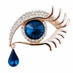 Fako Bijoux® - Broche - Oog Met Traan - Blauw - 48x37mm -, Sieraden, Tassen en Uiterlijk, Broches, Verzenden, Nieuw