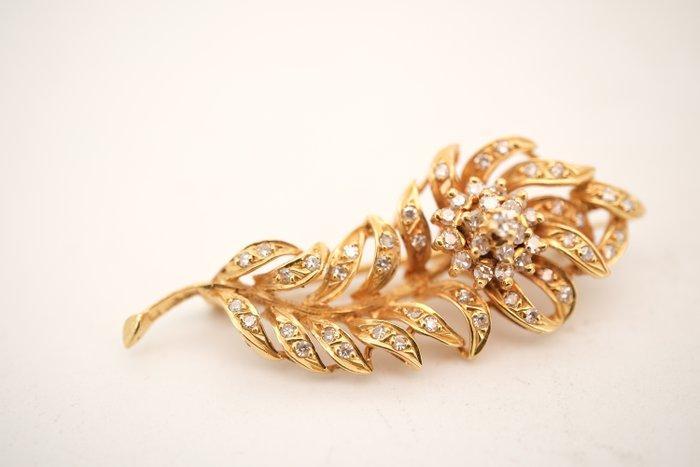 Broche - 19.2 kt. Geel goud - Diamanten, Sieraden, Tassen en Uiterlijk, Antieke sieraden