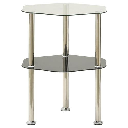 vidaXL Bijzettafel 2-laags 38x38x50 cm gehard glas, Huis en Inrichting, Tafels | Bijzettafels, Nieuw, Verzenden