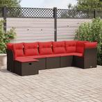 vidaXL 7-delige Loungeset met kussens poly rattan bruin, Tuin en Terras, Nieuw, Loungeset, 7 zitplaatsen, Verzenden