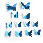 12 stuks 3D Vlinder Muurstickers - blauw, Huis en Inrichting, Woonaccessoires | Overige, Nieuw, Verzenden