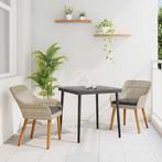 vidaXL Eetkamerset 3 pcs Lichtgrijs Poly riet, Verzenden, Nieuw, Rotan