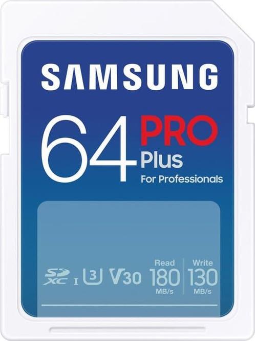 Samsung PRO Plus - SD Kaart - 180 &amp; 130 MB/s - 64 GB, Hobby en Vrije tijd, Overige Hobby en Vrije tijd, Zo goed als nieuw