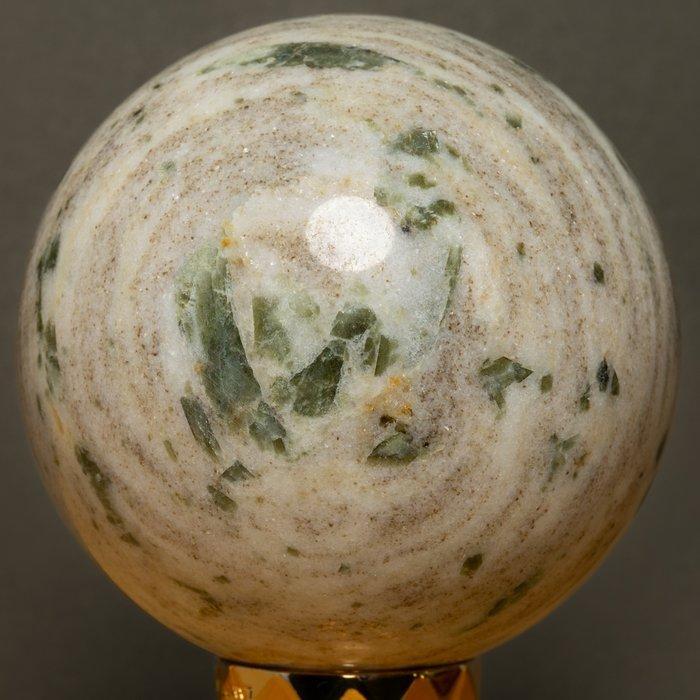 Groene toermalijn Fijne grote groene toermalijn bol -, Verzamelen, Mineralen en Fossielen
