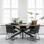 *WOONWINKEL* DTP Home Timeless Teak Tafel Curves Met Kruispo, Huis en Inrichting, Tafels | Eettafels, Verzenden, Nieuw