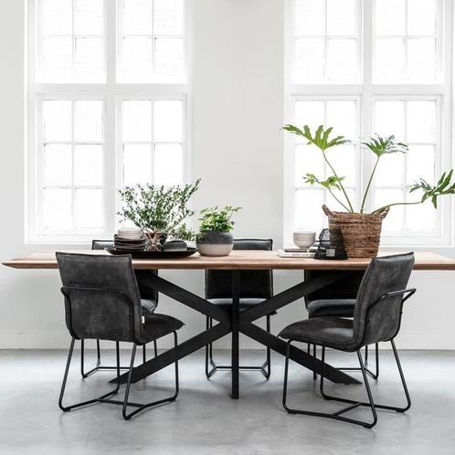 *WOONWINKEL* DTP Home Timeless Teak Tafel Curves Met Kruispo, Huis en Inrichting, Tafels | Eettafels, Nieuw, Verzenden