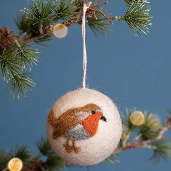 Vilten Hanger Bal - Roodborstje Bruin/Grijs/Roodbruin - Crem, Kinderen en Baby's, Kinderkamer | Inrichting en Decoratie, Nieuw