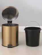 RVS Prullenbak 5L Champagne – Stijlvol, Compact, Waterdicht, Huis en Inrichting, Woonaccessoires | Prullenbakken, Verzenden, Nieuw