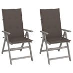 vidaXL Tuinstoelen 2 st verstelbaar met kussens massief, Tuin en Terras, Tuinstoelen, Verzenden, Nieuw, Hout