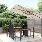 vidaXL 7-delige Tuinbarset poly rattan en massief acaciahout, Verzenden, Nieuw, Rotan, 6 zitplaatsen
