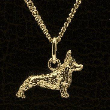 Gouden Welsh Corgi Cardigan ketting hanger - klein, Sieraden, Tassen en Uiterlijk, Kettinghangers, Verzenden