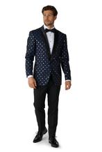 Donkerblauwe Goud Stip Smoking Heren OppoSuits, Kleding | Heren, Carnavalskleding en Feestkleding, Verzenden, Nieuw