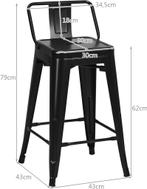 COSTWAY Set van 4 metalen barkrukken, afneembare lage rugleu, Huis en Inrichting, Woonaccessoires | Overige, Verzenden, Zo goed als nieuw