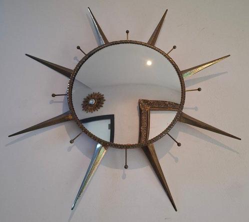 Wandspiegel - Messing - Zonnespiegel - uiterst zeldzaam, Antiek en Kunst, Curiosa en Brocante